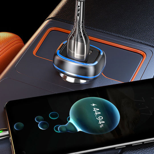 Akashi Încărcător Auto Dual USB 2.4A Încărcare Rapidă LED Strălucitor Negru
