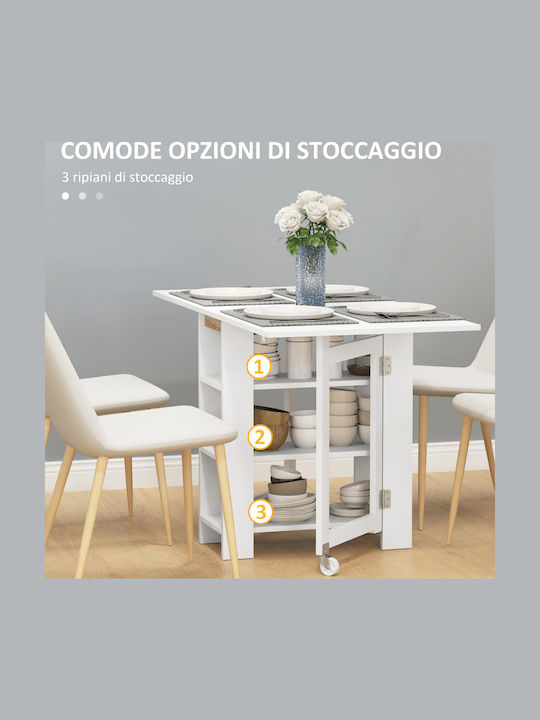 Table Dining Room Collapsible Wooden White 120x60x75cm