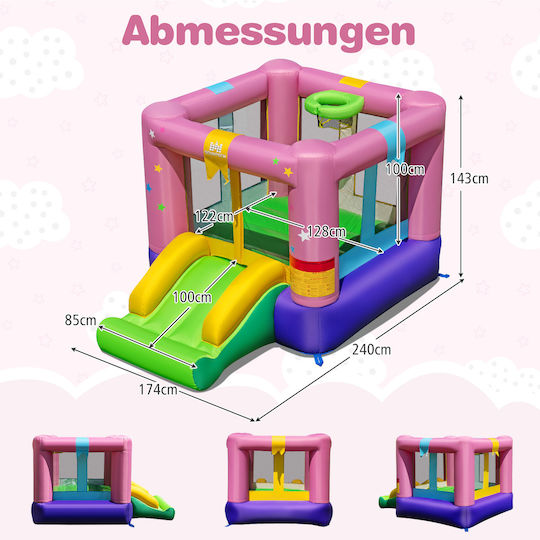 Costway Inflatable Stars with Trampoline and Slide for 3-12 Years