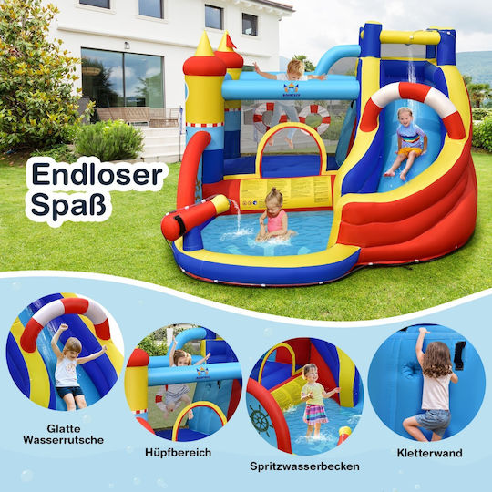 Costway Inflatable Captain with Trampoline and Slide for 3-12 Years