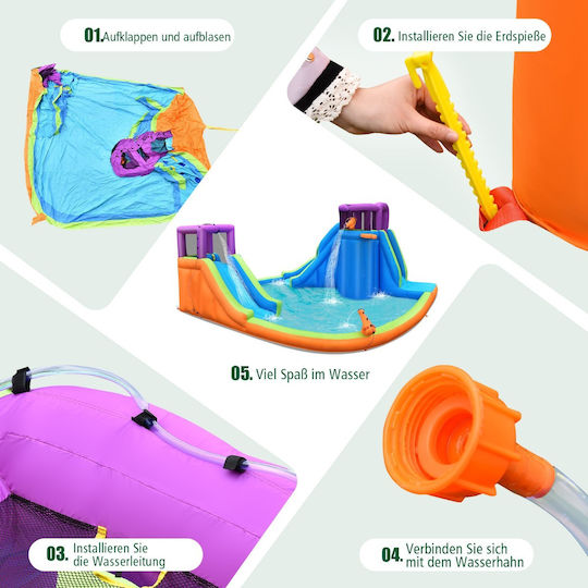 Costway Φουσκωτό Splash & Fun με Τσουλήθρα για 3-10 Ετών