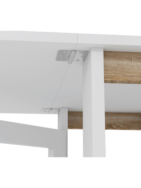Table Dining Room Collapsible Wooden White 120x60x75cm