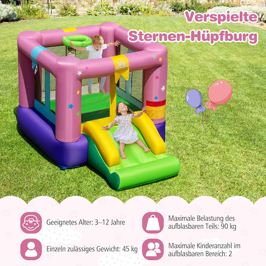 Costway Inflatable Stars with Trampoline and Slide for 3-12 Years