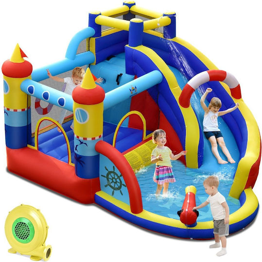 Costway Inflatable Captain with Trampoline and Slide for 3-12 Years