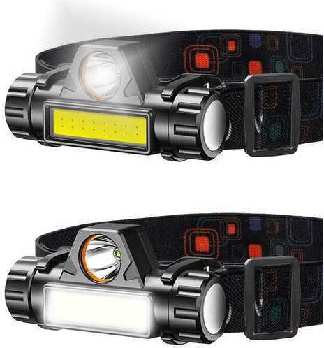 Lanternă frontală Idealstore 2 moduri de iluminare baterie încorporată 400 mAh unghi de înclinare de 120 de grade impermeabilă ABS COB-CREE LED luminozitate reglabilă rezistentă durabilă cablu de încărcare USB