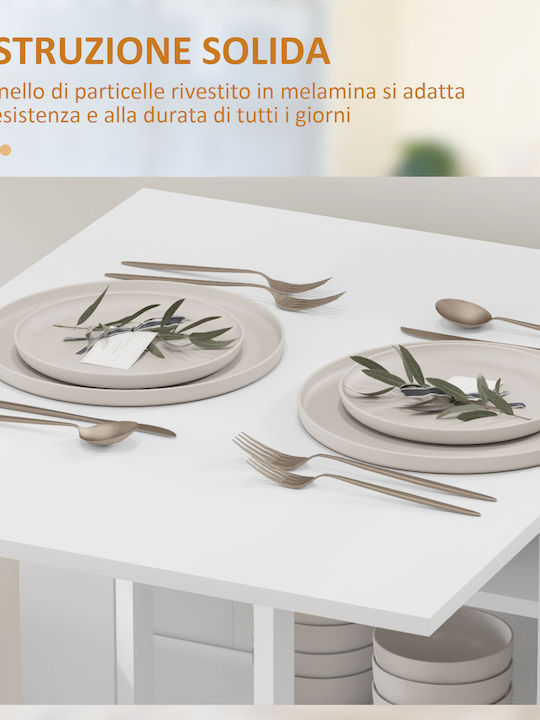 Table Dining Room Collapsible Wooden White 120x60x75cm