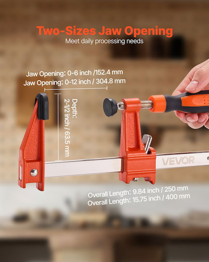Vevor Bar Clamps Woodworking 2-Pack 15.24cm 2-Pack 30.48cm Lockable F Clamp