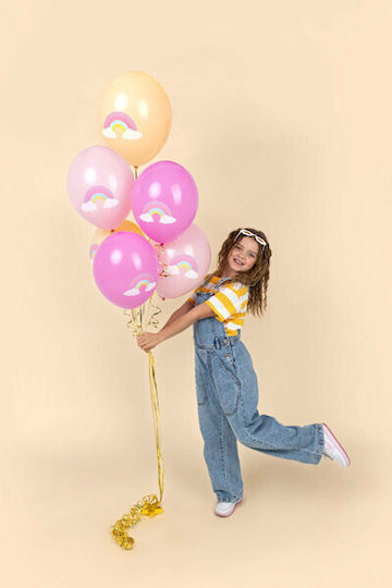 Set of 6 Balloons Latex Multicolored "Rainbow" 30cm (Μiscellaneous Designs)