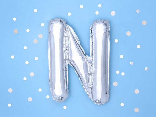 Balloon Foil Letter Ν Silver 35cm