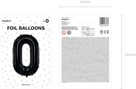 Luftballon Folie Jumbo Zahl 0 Schwarz 86cm