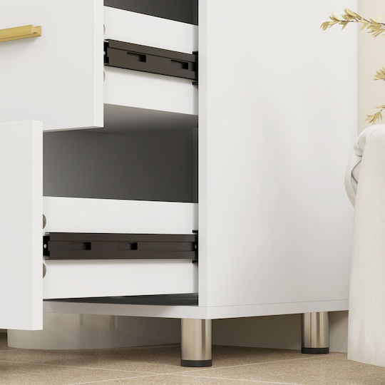 HomCom Waschtisch mit Waschbecken L70xB30xH65cm White