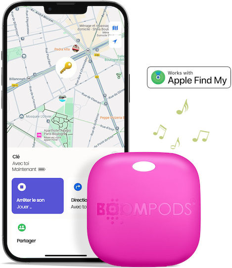 Boompods BOOMTAG Universal Презареждаща Се Съвместим С Apple Find My Фуксия