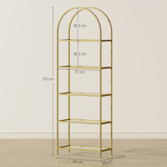Βιβλιοθήκη Χρυσό 60x30x175εκ.