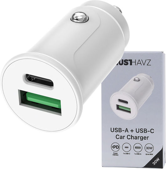 Grab 'n Go 12w USB-A 30w USB-C Autoladegerät Power Delivery In Weiß