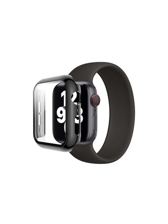 Eko Калъф За Apple Watch 38 мм Пълно Покритие Закалено Стъкло Прозрачен Черен