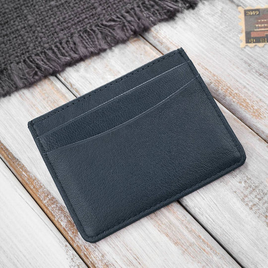 Leder Minimalistische Praktische Stand Karten Visitenkarten Blau T-151-nv