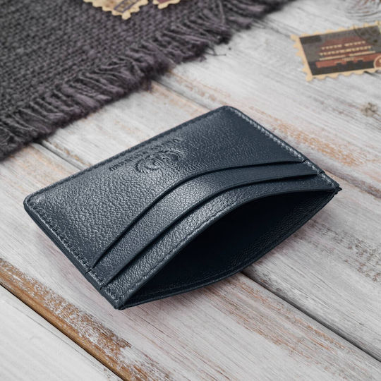 Leder Minimalistische Praktische Stand Karten Visitenkarten Blau T-151-nv