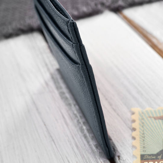 Leder Minimalistische Praktische Stand Karten Visitenkarten Blau T-151-nv