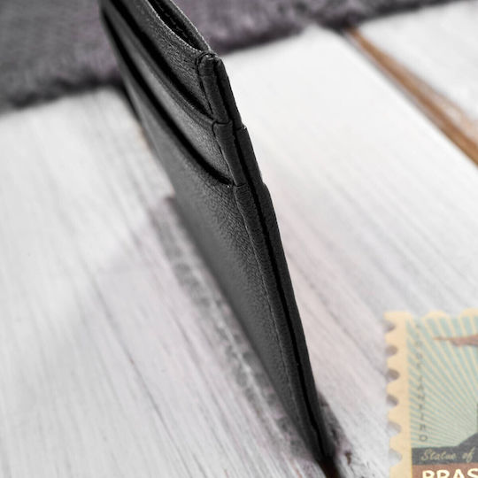 Leder Minimalsistische Praktische Stand Karten Visitenkarten Schwarz T-151-bl