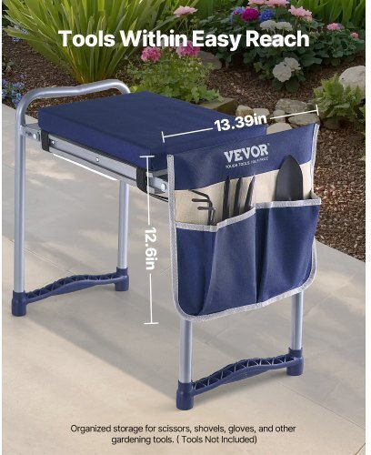 Vevor Garden Kneeler Seat 11" Wide Pad 360lbs Folding Garden Stool Non Slip