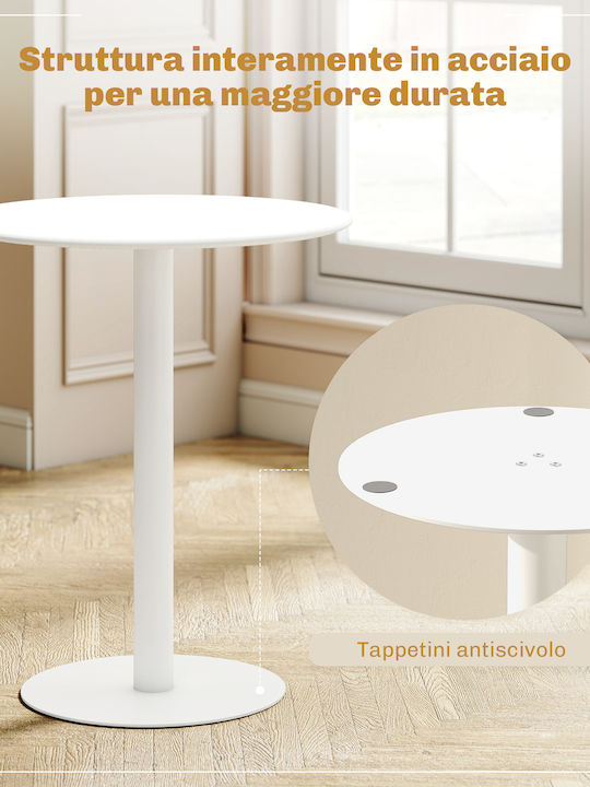 Round Kitchen Table Wooden with Metal Frame White 60x60x72cm