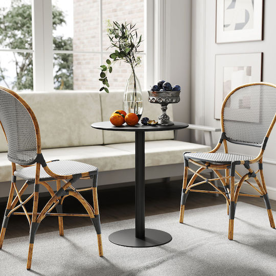 Round Table Kitchen Metallic Black 60x60x72cm