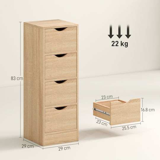 HomCom Floor Bathroom Shelf Wooden 29x29x83cm