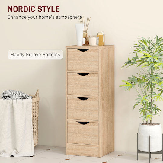 HomCom Floor Bathroom Shelf Wooden 29x29x83cm