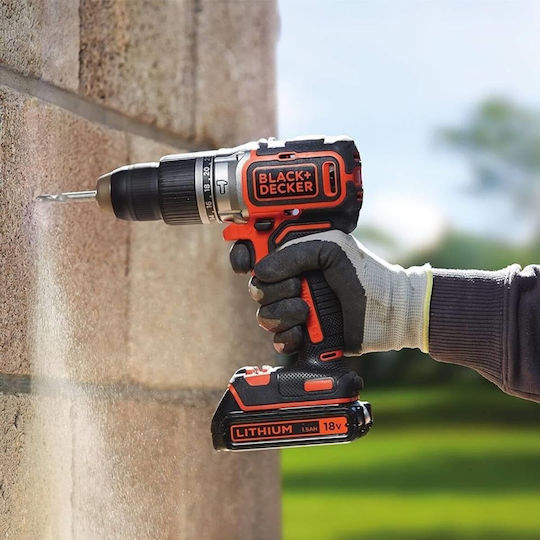 Black & Decker BCD383D2XK Κρουστικό Δραπανοκατσάβιδο Μπαταρίας 18V 2x1.5Ah