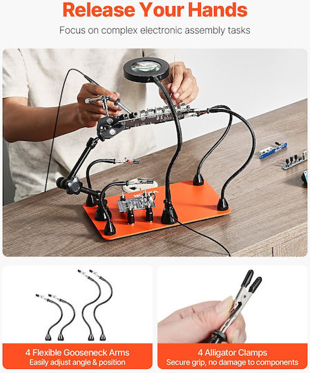 Vevor Magnetic Helping Hands Soldering Station 3x Magnifying Lamp Air Gun Holder