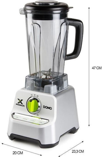 Domo Μπλέντερ με Κανάτα Tritan 2 lt 1500W Γκρι DO747BL