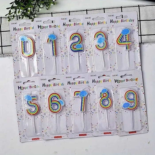 Birthday Candle Number "3" Rainbow