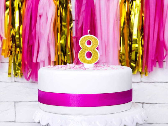 Number "8" Candle Gold Glitter