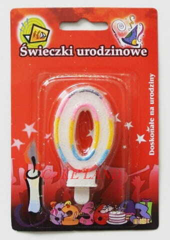 Birthday Candle Number "0" Rainbow Border