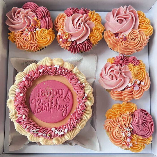 Cake Land Cupcake Cake Box 23x23x10cm Weiß-Transparente Bento Box