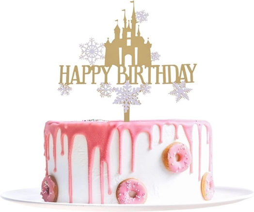 Cake Land Happy Birthday Kuchen Topper Goldene Acryl Schloss