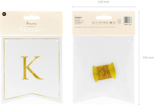 PartyDeco Banner for Party in Gold color 1pcs 15cm