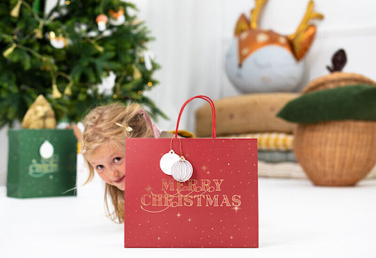 Balloon Paper Christmas Bag for Gift Red 32.5x11.5x26.5cm.
