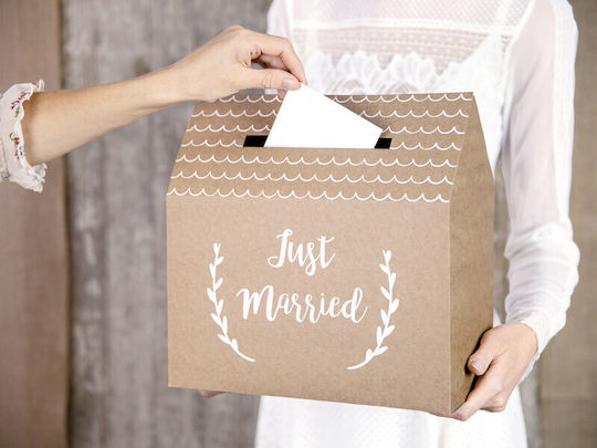 Box Envelopes Just Married Kraft 30x30,5x16,5cm