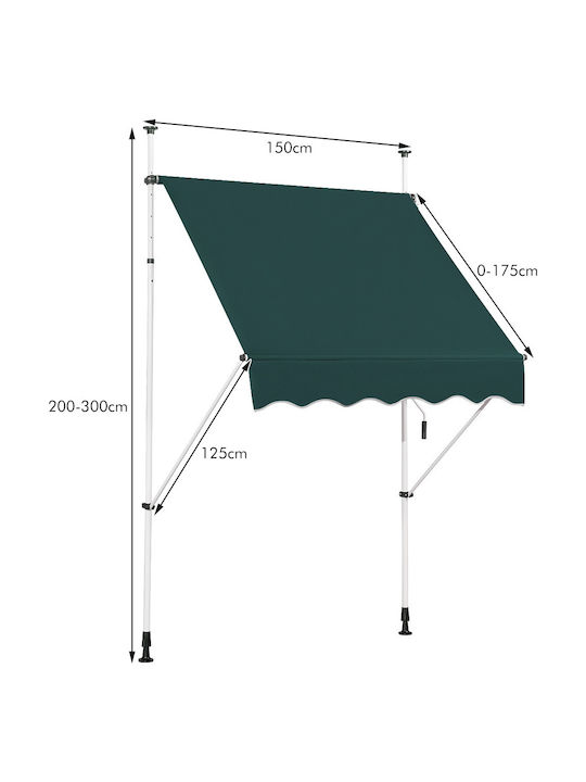 Costway Terrace Wall Tent Green 1.5x2cm