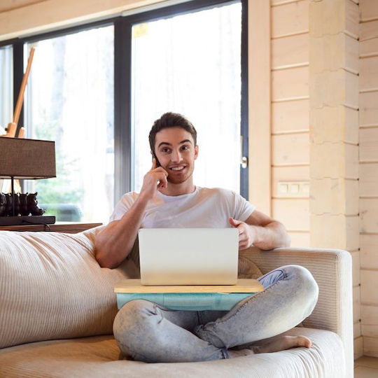 Relaxdays Bamboo Stand pentru Laptop până la 17.3" Albastru