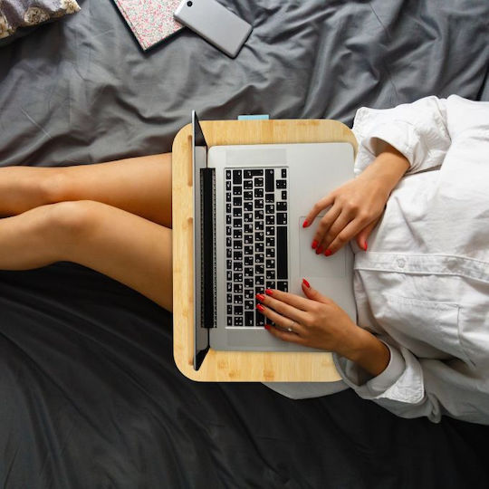Relaxdays Bamboo Stand pentru Laptop până la 17.3" Albastru
