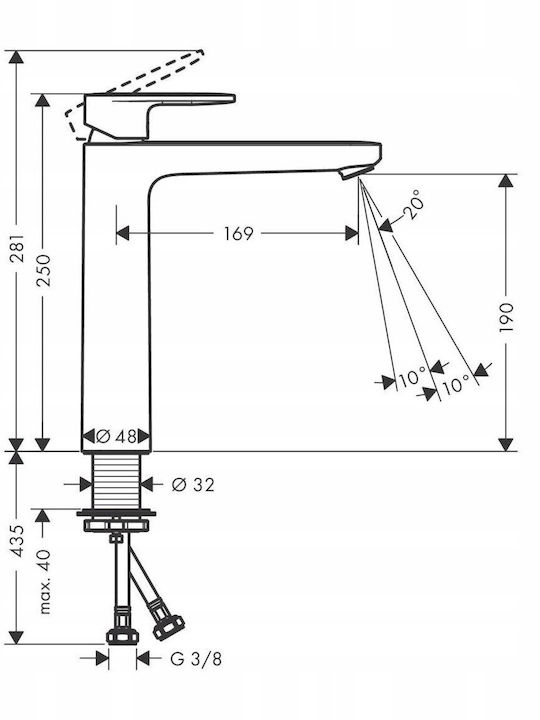 Hansgrohe Αναμεικτική Μπαταρία Νιπτήρα Ασημί