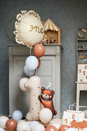 Foil Balloon Number "1" Bear 81 X 72 Cm