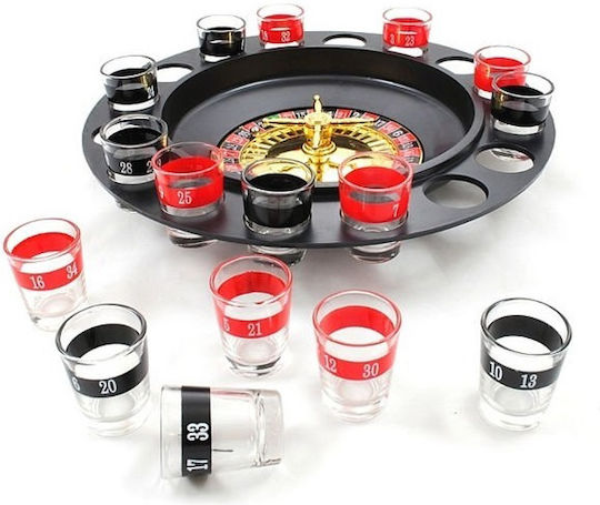 Idealstore Roulette Game Big Time Player Dimensions 6.5 X 4.8 Cm Equipped 16 Colored Numbered Shot Glasses Two Metal Balls Perfect Traditional Parties