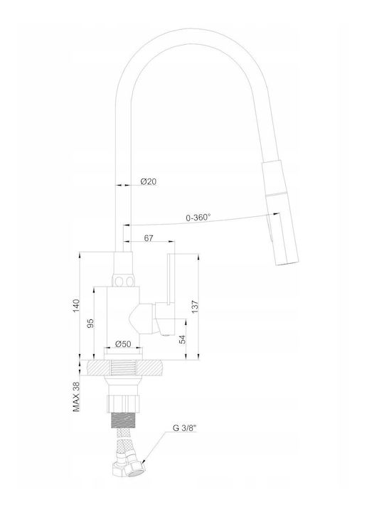 Invena Kitchen Faucet Counter White