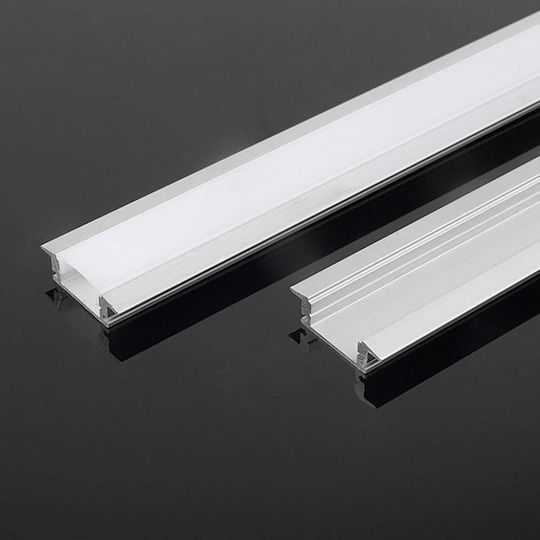 V-TAC Gemauert Aluminiumprofil für LED-Streifen mit Opal Abdeckung