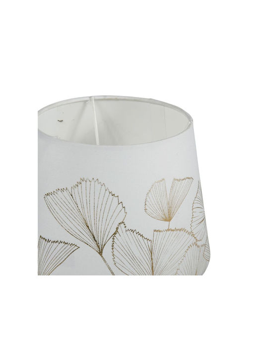 Ostaria Ginkgo Metall Tischlampe für Fassung E27 mit Weiß Schirm und Gold Basis