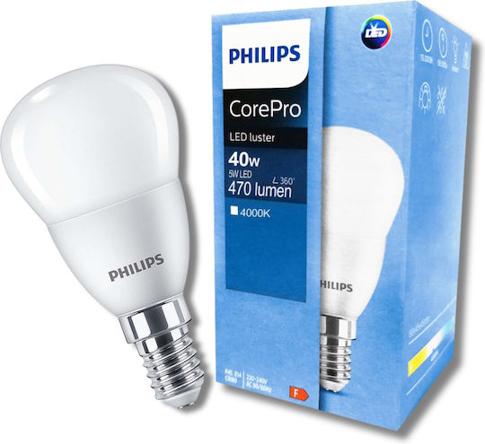 Philips Corepro LED Bulb 5W for Socket E14 and Shape P45 Natural White 470lm