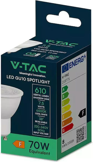 V-TAC LED Bulb 7.5W for Socket GU10 Cool White 610lm